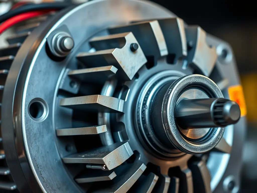 A close-up shot of a low voltage electric motor, showcasing its compact design and robust construction, suitable for various industrial applications.